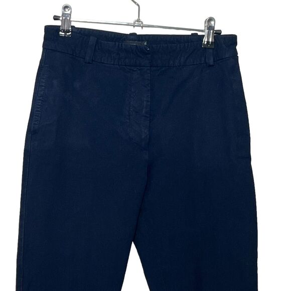 JOSEPH Cropped Trousers Women’s XS FR 34 Navy Gabardine Mid Rise Straight Leg - Picture 3 of 13